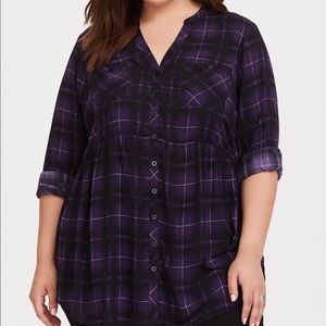 Torrid flannel tunic top